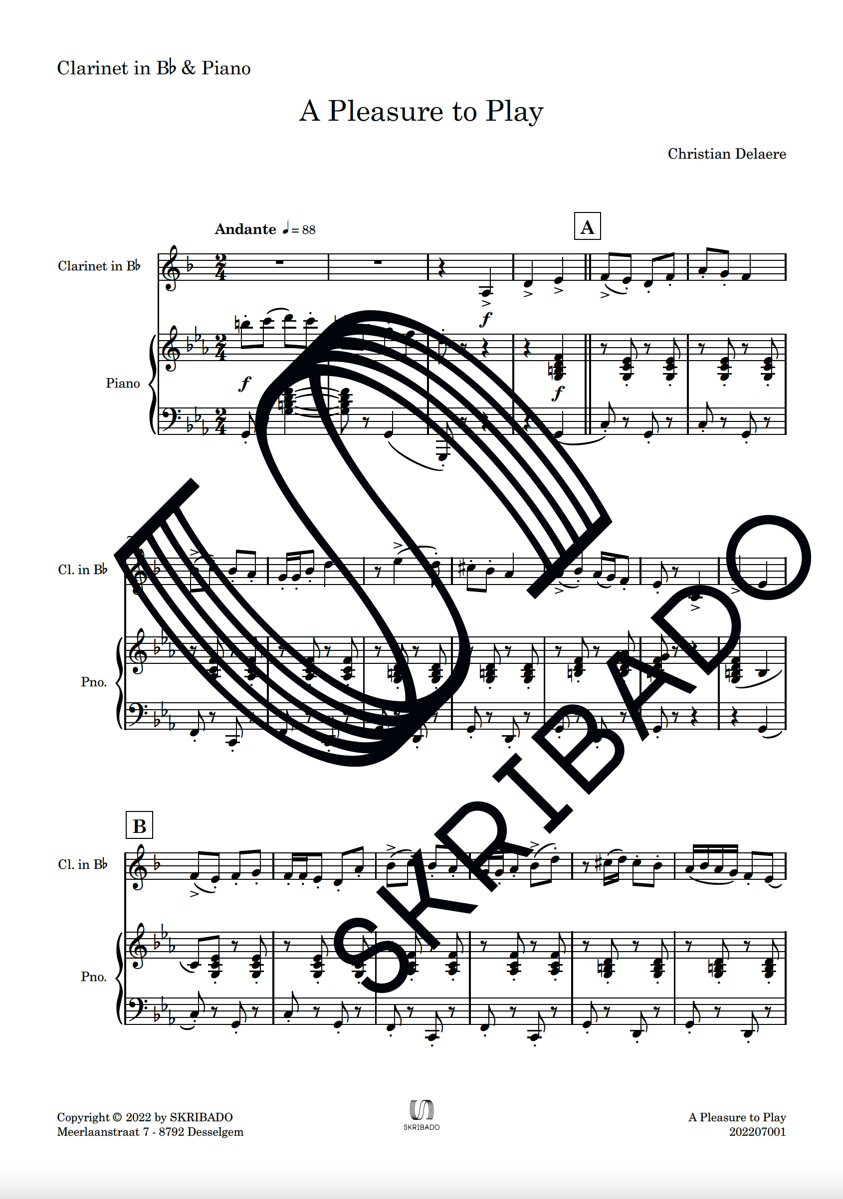 preview van 02 – Clarinet in Bb – Piano – A Pleasure to Play