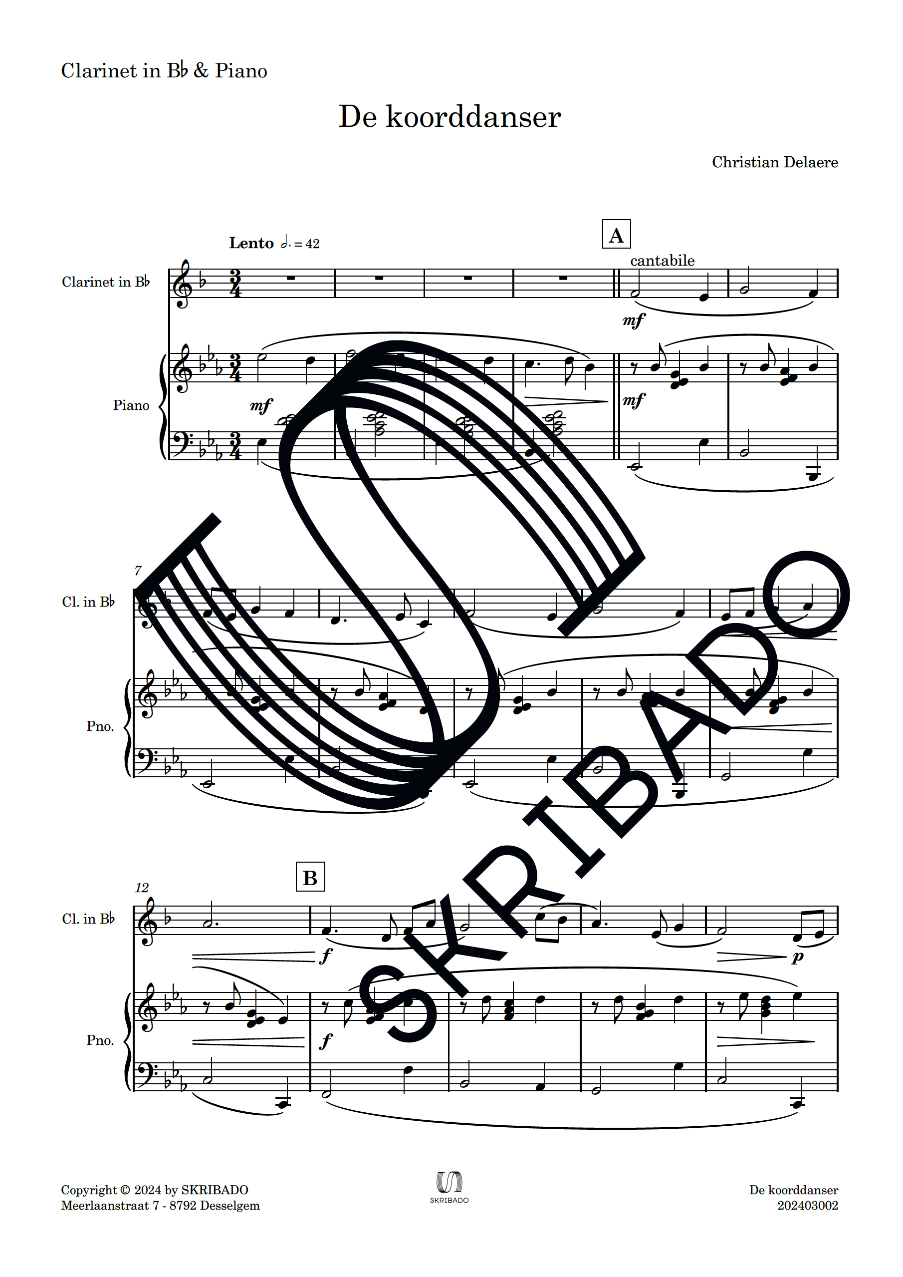02 – Clarinet in Bb – Piano – De koorddanser_preview