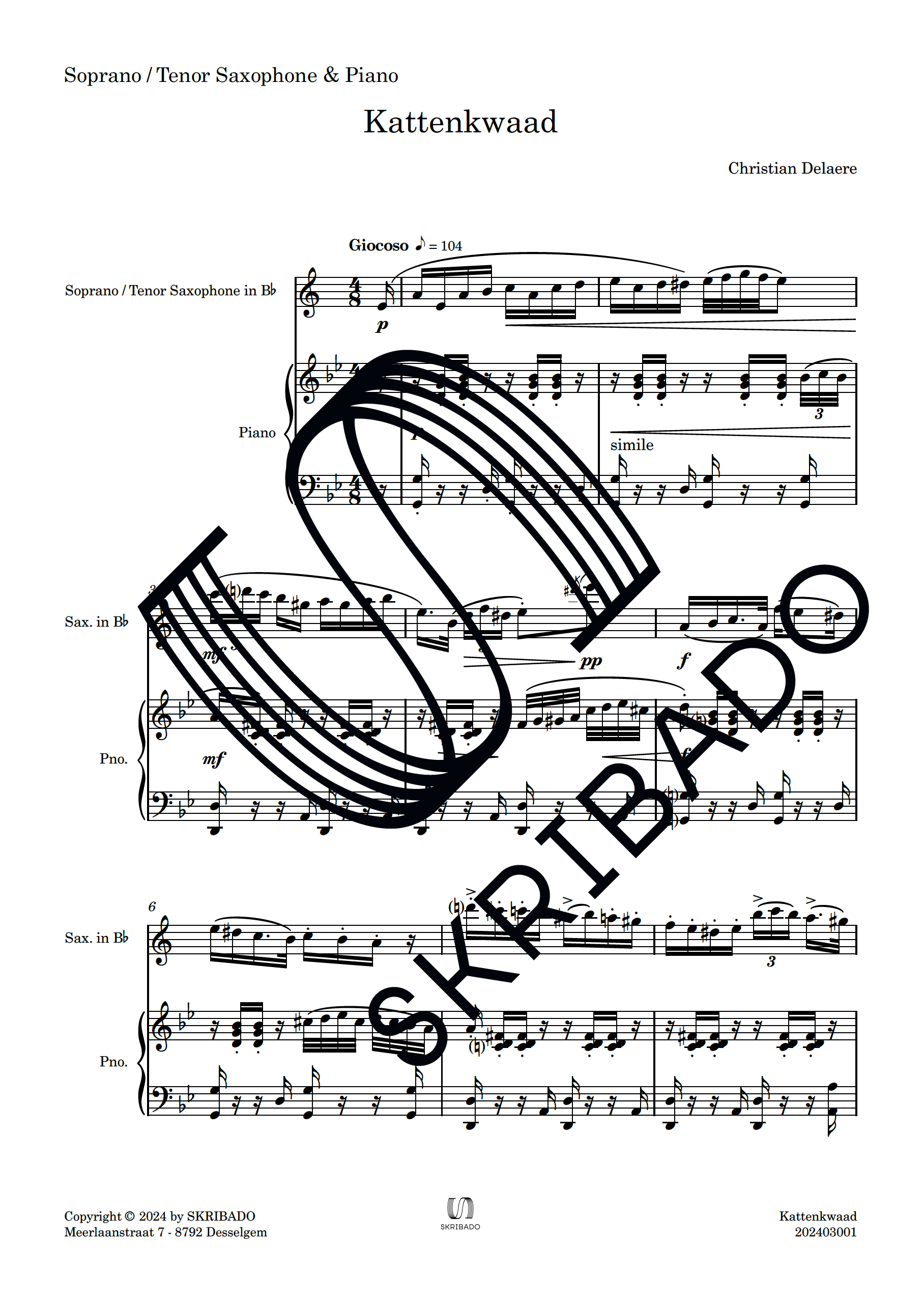 03 – Soprano – Tenor Saxophone – Piano – Kattenkwaad_preview